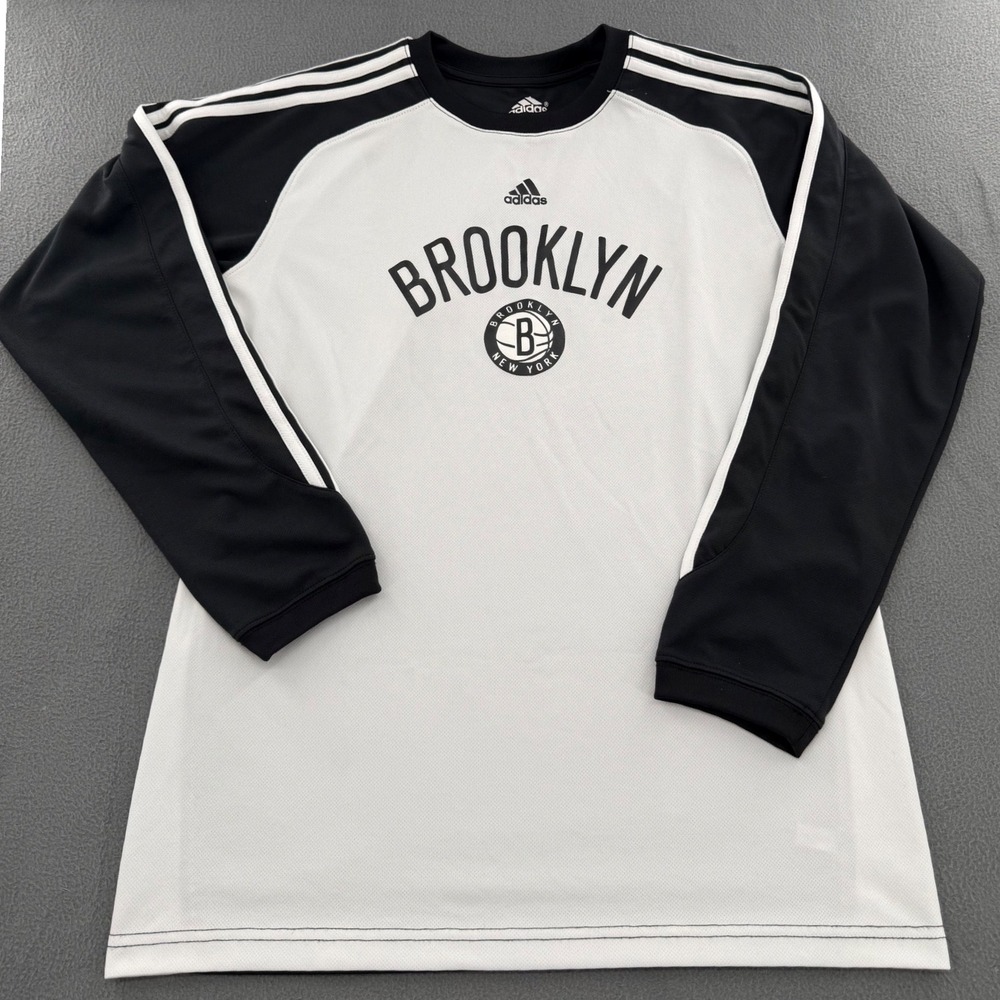 Adidas Brooklyn Nets Shirt Kids XL 18/20 NBA Basketball L Sleeve Sportswear Fan